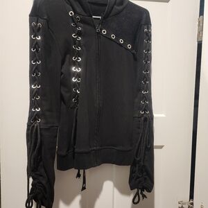 Super cute moto hoodie Lace-Up Women's